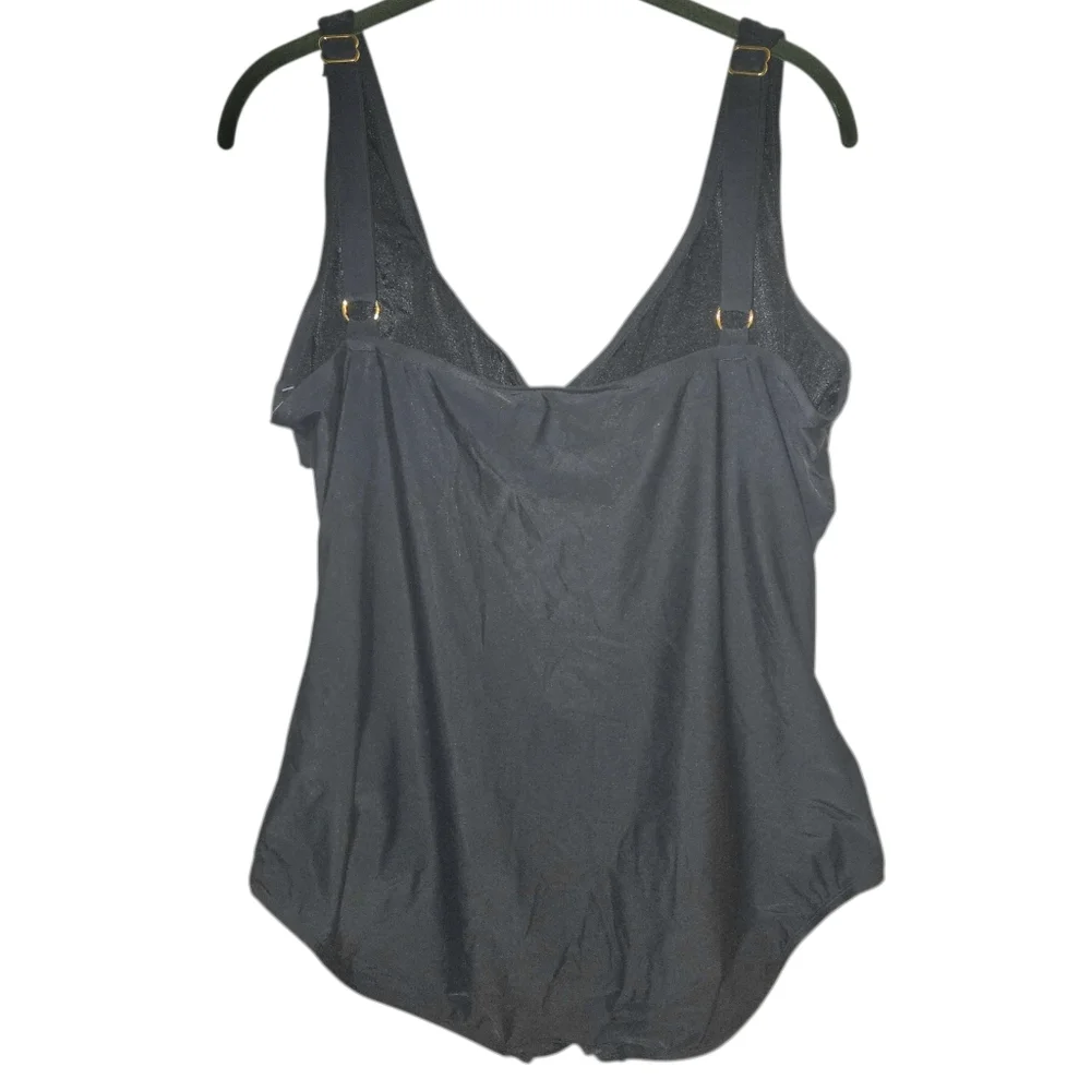 Maxine Of Hollywood V-Neck Shirred Twist Front One Piece Swimsuit